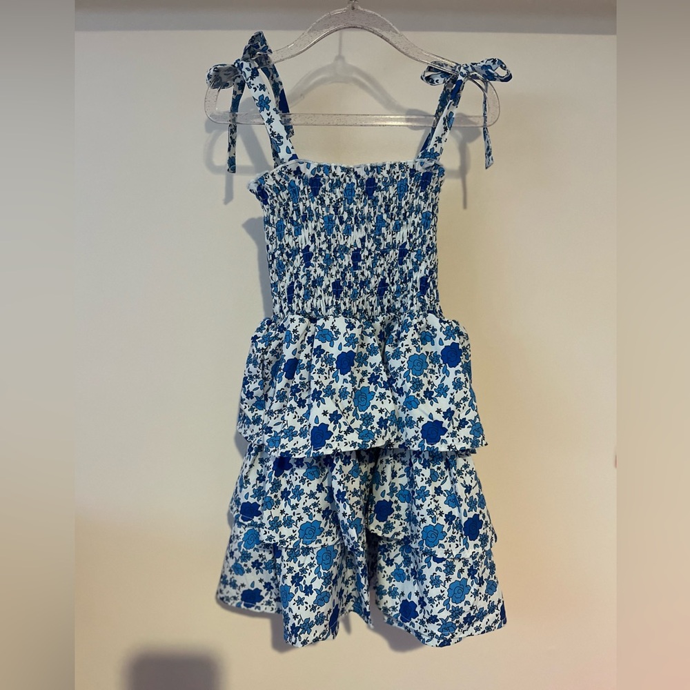 Summer fall Toddler little girl blue flower dress size 4T